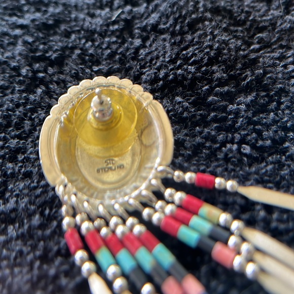 Southwestern Handcrafted Vintage Sterling Silver Post Dangle Earrings - Picture 5 of 5